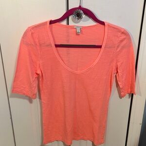 J. Crew Short Sleeve Scoop Neck Tee in Bright Coral